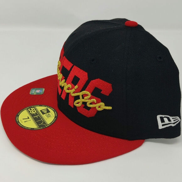 NEW ERA SAN FRANCISCO 49ERS DRAFT DAY 59FIFTY FITTED HAT 7 7/8 NWT RED GOLD NEW - Picture 5 of 6